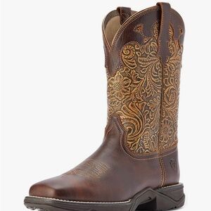 Ladies Ariat Tan and Brown Embossed Boots